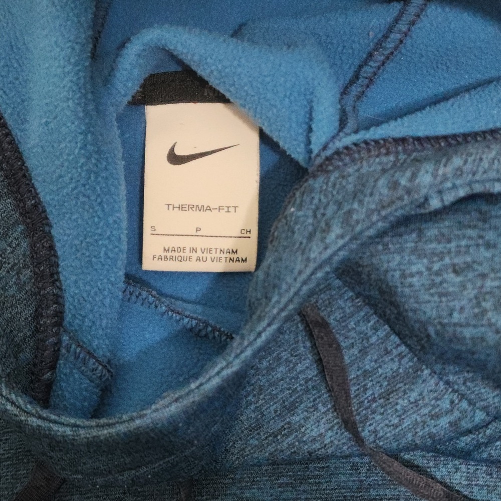 Nike Therma FIT Hoodie Mens S Small Blue Pullover Fleece Pockets Swoosh Logo - Picture 3 of 6